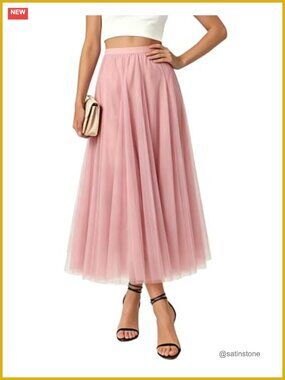 Women's A-Line Maxi Tulle Tutu Skirt High Waisted Flowy Sheer Layers for Ballet